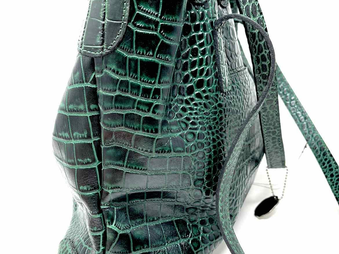 Patricia Nash Green Croc Embossed Bucket Bag - Article Consignment
