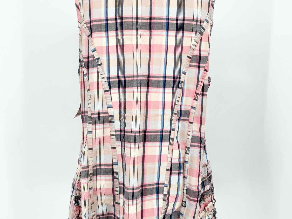 tulip Women's Pink/Blue Tank Plaid Size M Sleeveless - Article Consignment