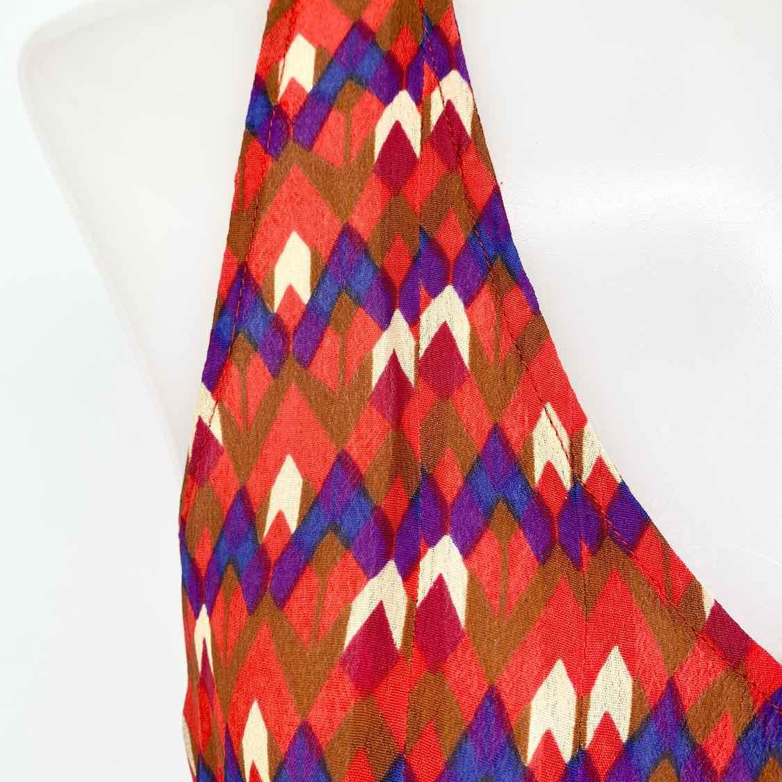 Lucky Brand Women's Red/White/Blue V-Neck Geometric 70's Size S Sleeveless - Article Consignment