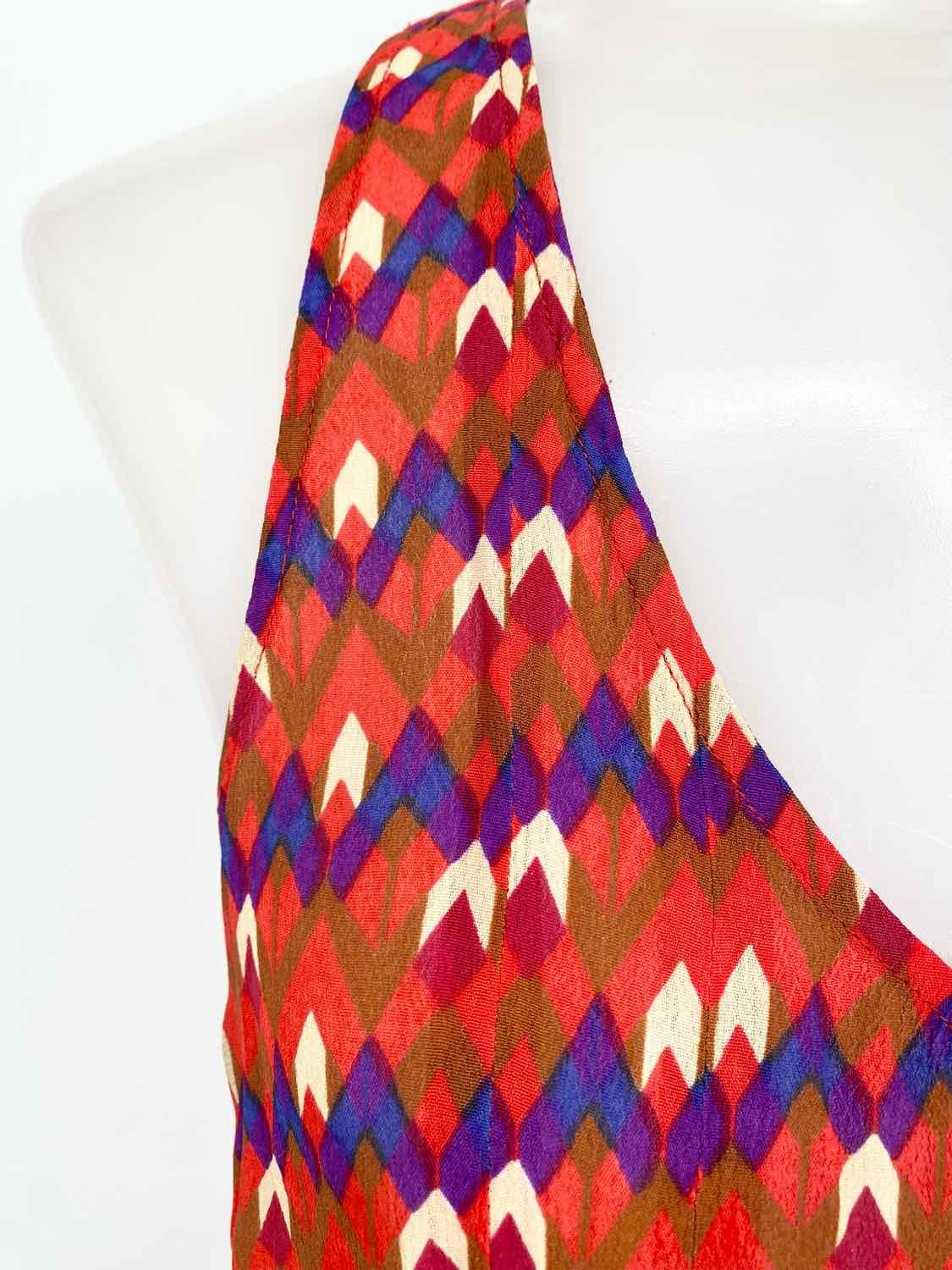 Lucky Brand Women's Red/White/Blue V-Neck Geometric 70's Size S Sleeveless - Article Consignment