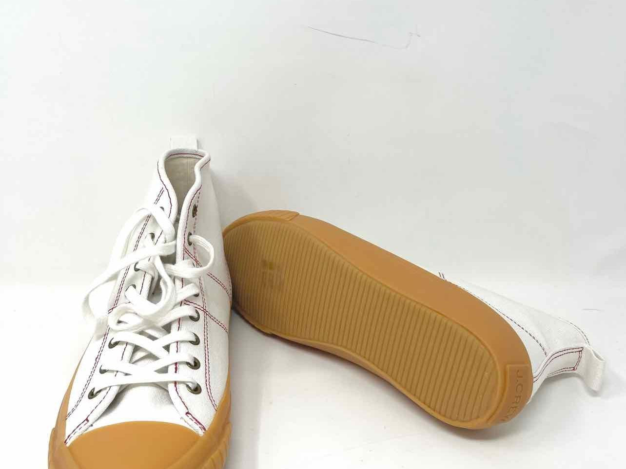 J Crew Women's white/tan Hi-top Canvas Rubber Stitched Size 8.5 Sneakers - Article Consignment