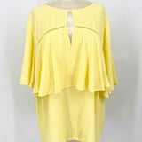 eloquii Women's Yellow Blouse Ruffled Size 22 Short Sleeve Top - Article Consignment