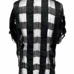 Yves Saint Laurent Size 42/6 Black Silk Gingham Short Sleeve Top - Article Consignment