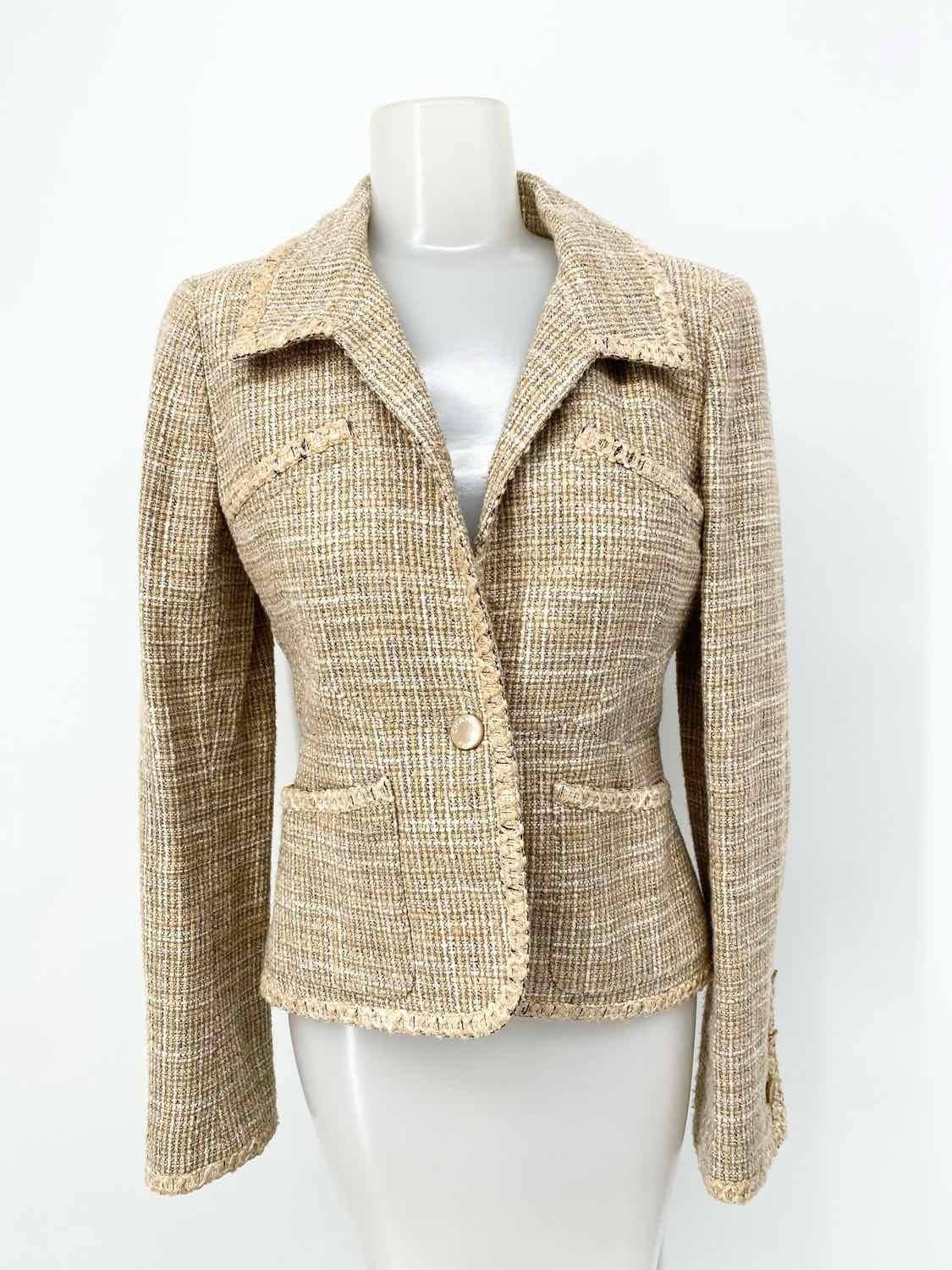 Chanel - Authenticated Jacket - Linen Beige for Women, Very Good Condition