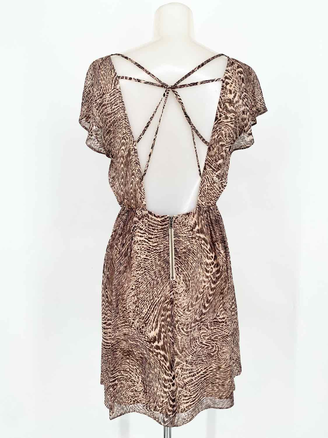 alice+olivia Women's Beige/Brown High Neck Animal Print Size XS Dress - Article Consignment