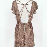alice+olivia Women's Beige/Brown High Neck Animal Print Size XS Dress - Article Consignment
