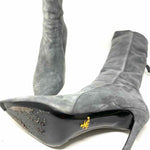 Prada Women's Gray Knee High Suede Stiletto Luxury Size 40/9 Boots - Article Consignment