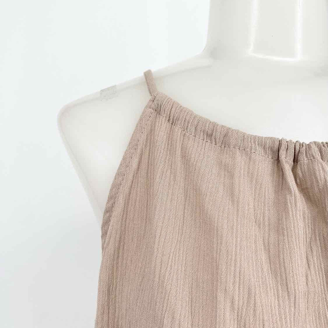 Montrez Women's Beige Halter Floral Business Casual Size L Sleeveless