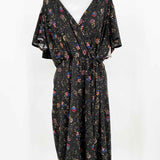 Fortune + Ivy Women's Black Print Faux Wrap Floral Size 2X Dress - Article Consignment
