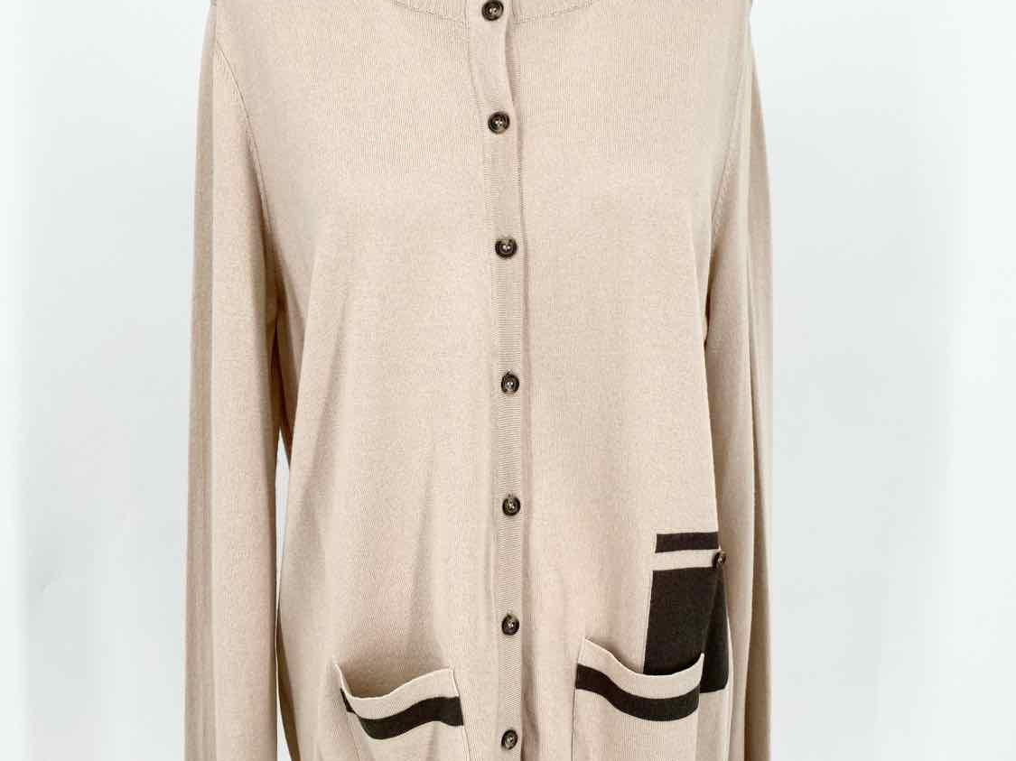 Apostrophe Women's Beige/Brown Button Up Knit Size XL Cardigan - Article Consignment