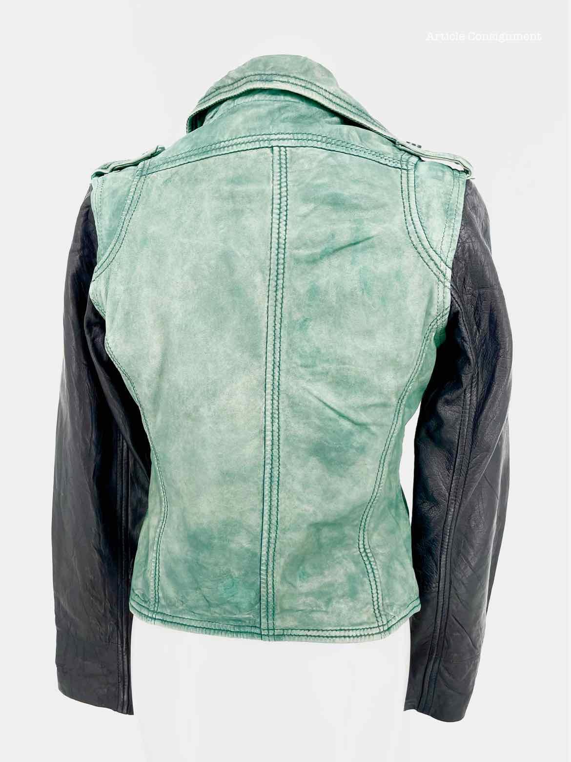 DOMA Size S Black/Green Moto Jacket - Article Consignment