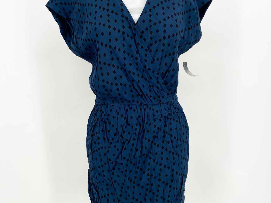 Madewell Women's Dark Blue Faux Wrap Squares Size XS Dress - Article Consignment