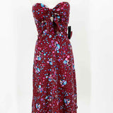 Lulus Women's Burgundy Print Strapless Floral Size XS Dress - Article Consignment