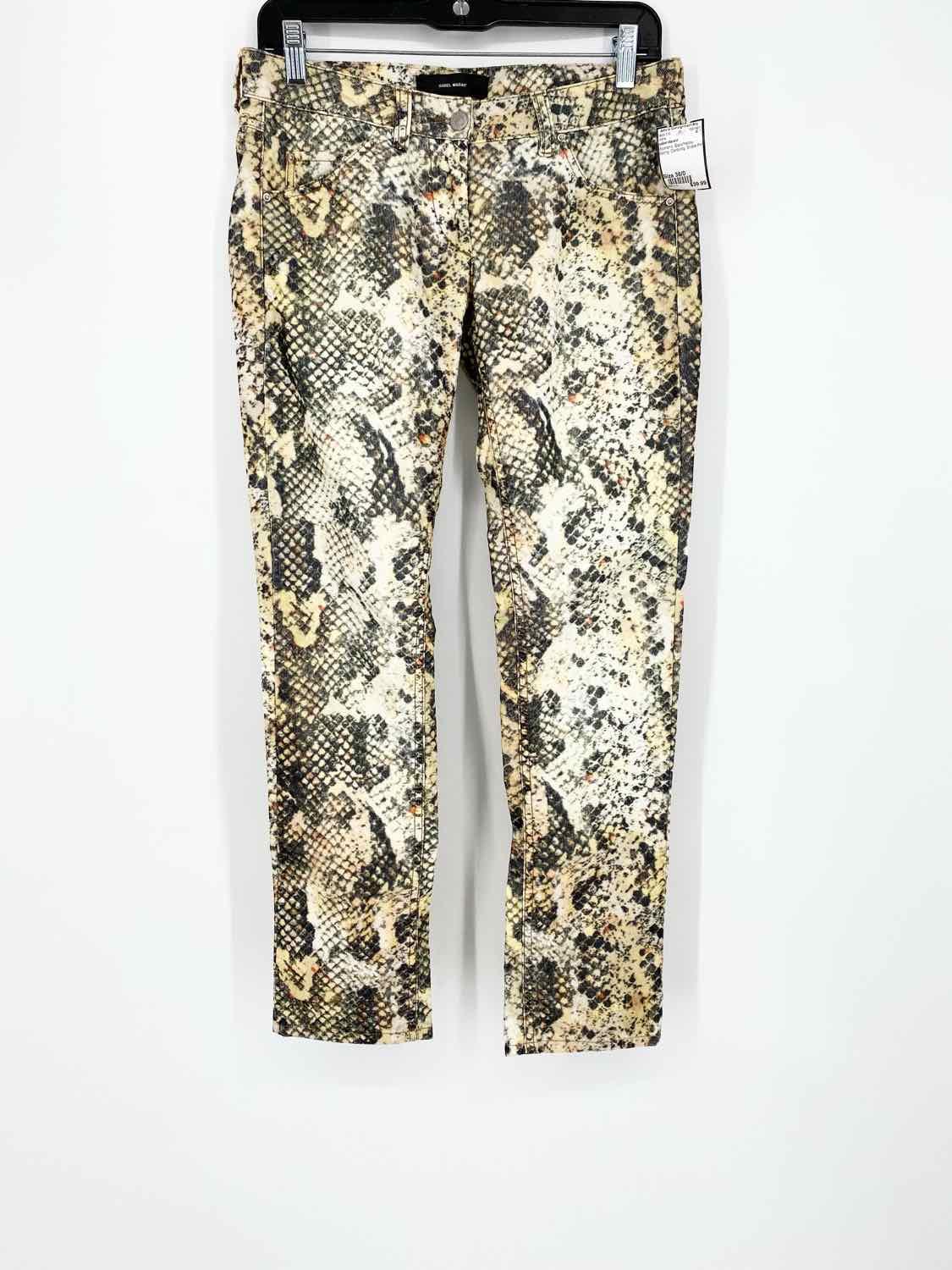 Isabel Marant Women's Black/Yellow Skinny Corduroy Snake Print Size 36/0 Jeans - Article Consignment