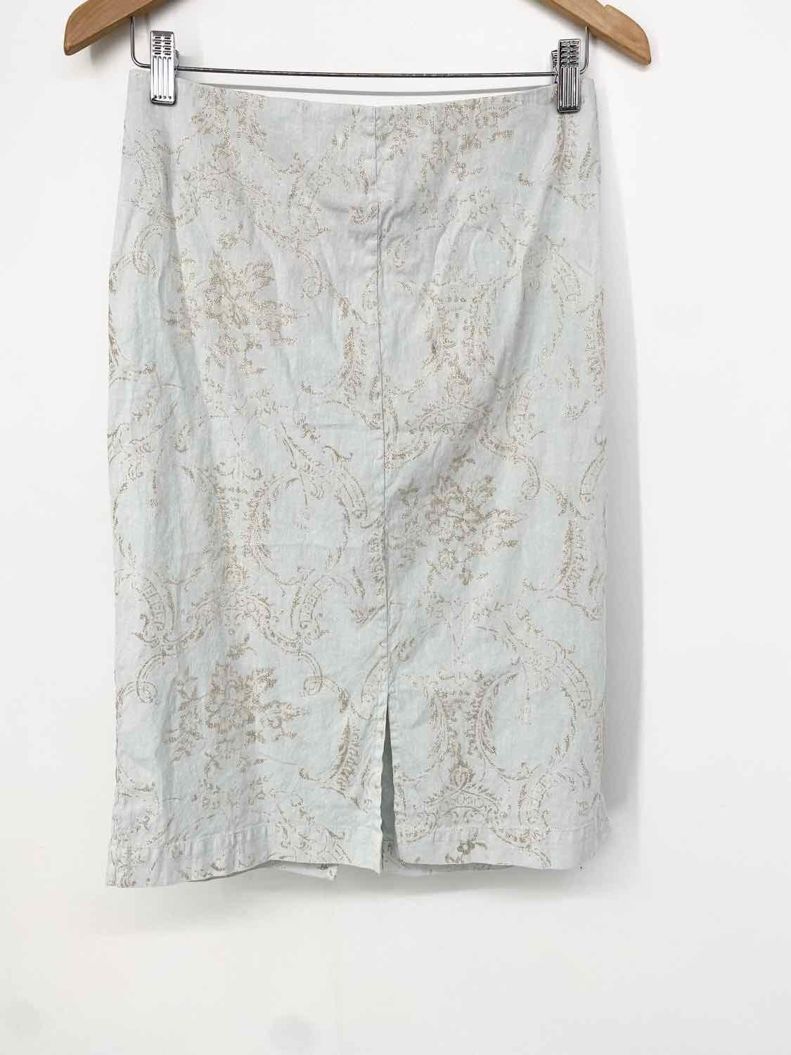 120% Lino Women's Pale Blue Blazer Linen Blend Glitter Italy Skirt Suit - Article Consignment