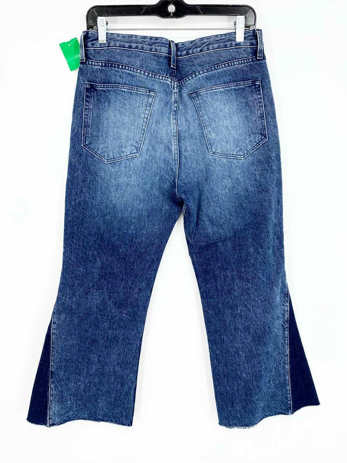 3x1 Women's Higher Ground Gusset Blue Flare Crop Button Fly Size 28/6 Jeans - Article Consignment
