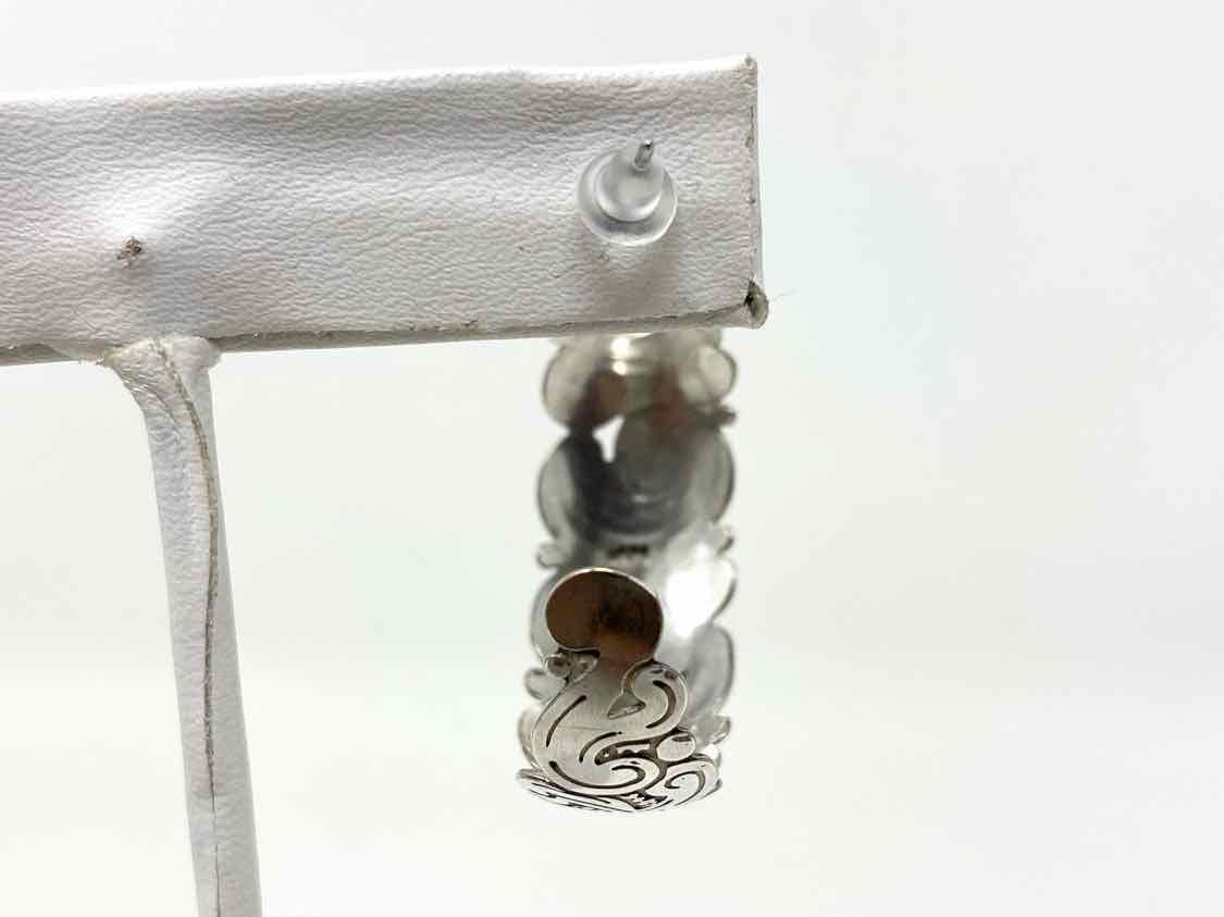 .925 Silver Hoop Engraved Earrings - Article Consignment