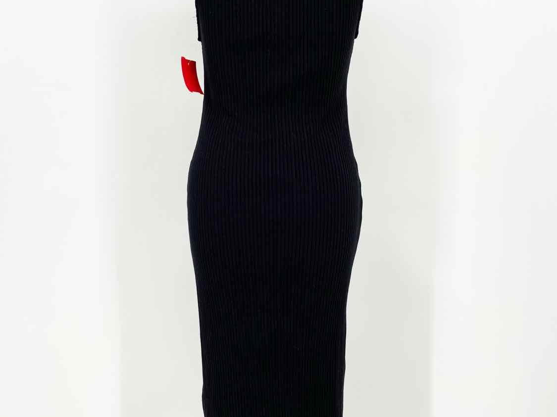 ZARA Women's Black Square Neck Ribbed midi Size S Dress - Article Consignment