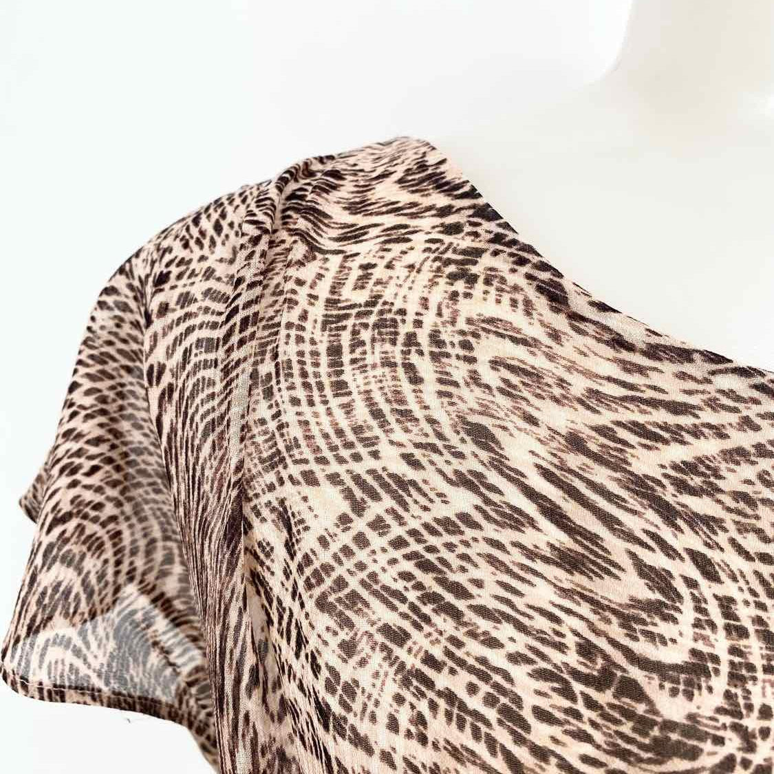 alice+olivia Women's Beige/Brown High Neck Animal Print Size XS Dress - Article Consignment