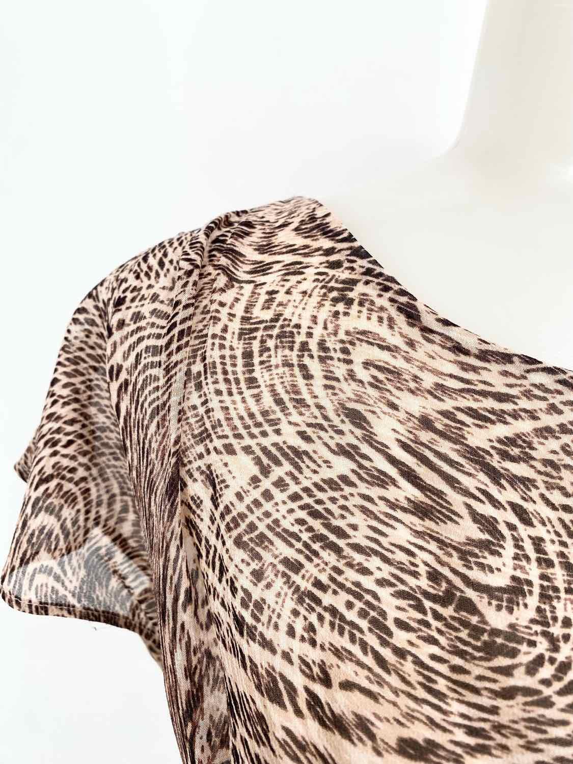 alice+olivia Women's Beige/Brown High Neck Animal Print Size XS Dress - Article Consignment