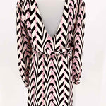 Parker Size S Brown/Pink V-Neck Silk Zig Zag Dress - Article Consignment