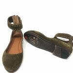 FRYE Shoe Size 6.5 Olive Round Toe Suede Flats - Article Consignment