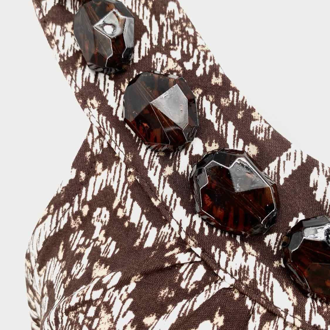 Michael Kors Size S brown/White Polyester Blend Embellished Sleeveless - Article Consignment