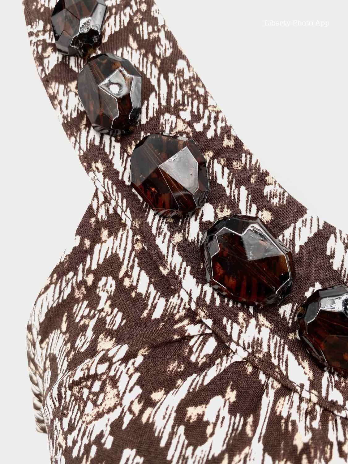 Michael Kors Size S brown/White Polyester Blend Embellished Sleeveless - Article Consignment