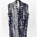 SoCA ST. JOHN Women's Navy/White Tank Cotton Abstract Size L Sleeveless - Article Consignment