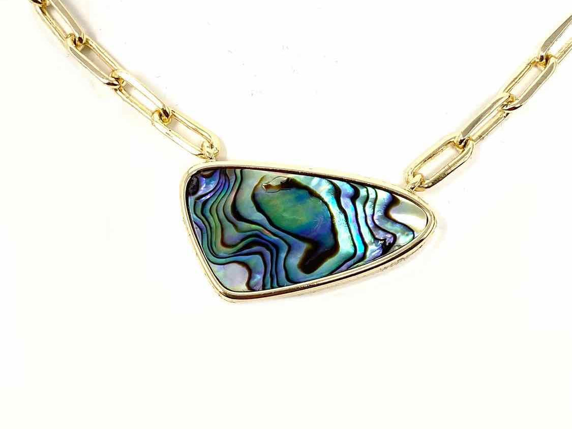 Connie Craig-Carroll Gold/Blue Statement Abalone Jewelry Set - Article Consignment