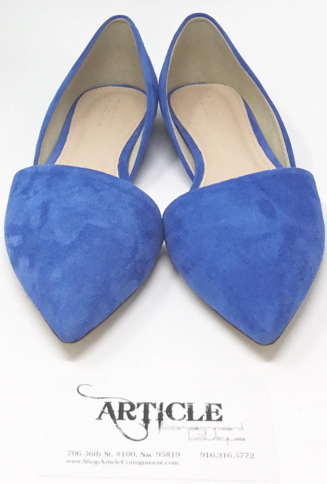 J Crew 6.5 Blue Suede Flats - Article Consignment