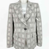 Armani Collezioni Women's Gray Wool Blend Window Pane Size 46/10 Blazer - Article Consignment