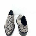 Vince Women's Gray/Black Slip-On Leather Snake Print Size 36.5/6 Bootie - Article Consignment