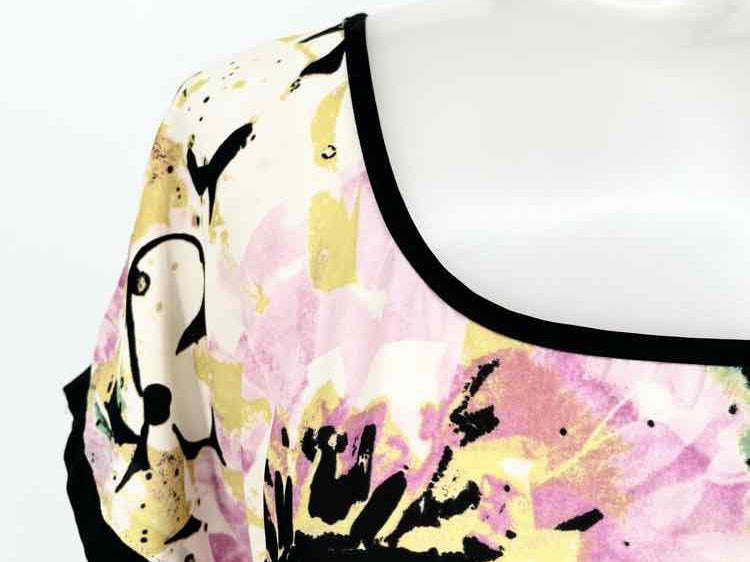Matty m Size S Pink/Black Floral Short Sleeve Top - Article Consignment