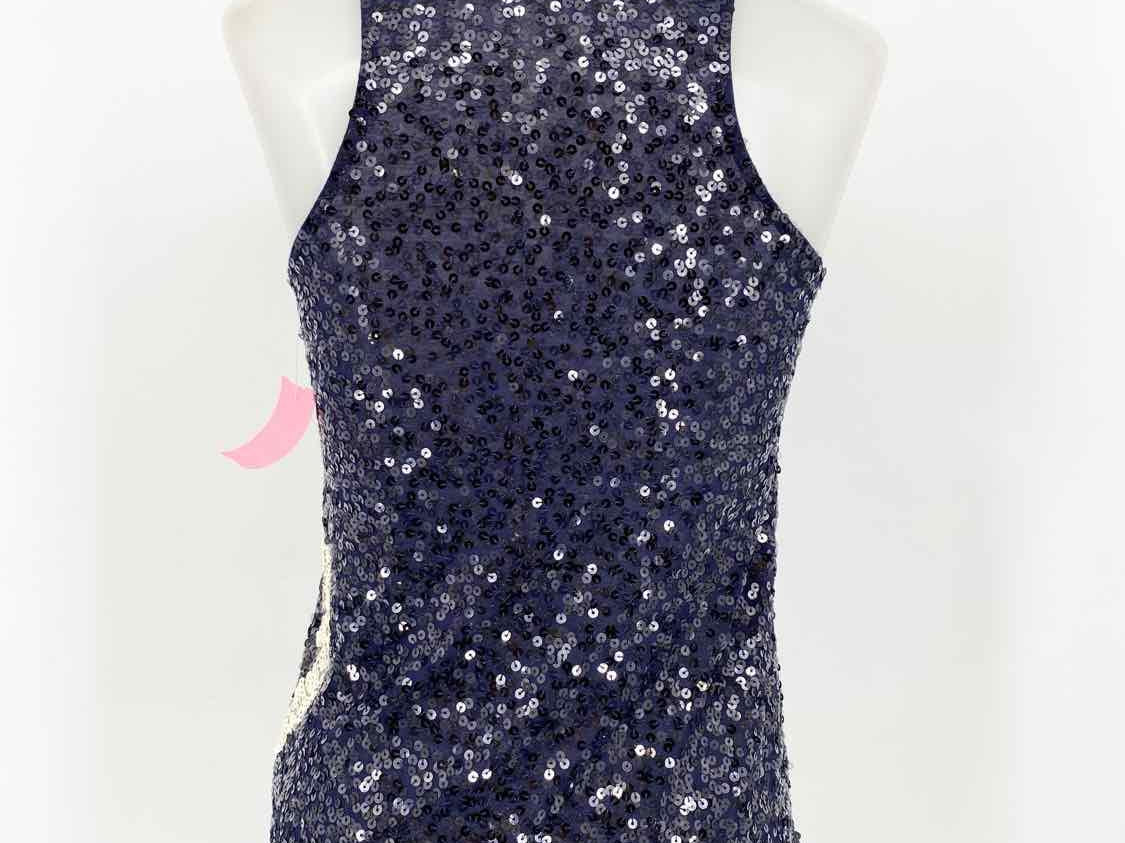 J Crew Women's Navy/White Tank Sequined Size XS Sleeveless - Article Consignment