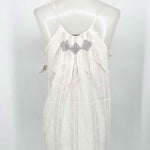 7 for all mankind Women's Ivory Tank Silk Blend Sheer Pinstripe Sleeveless - Article Consignment