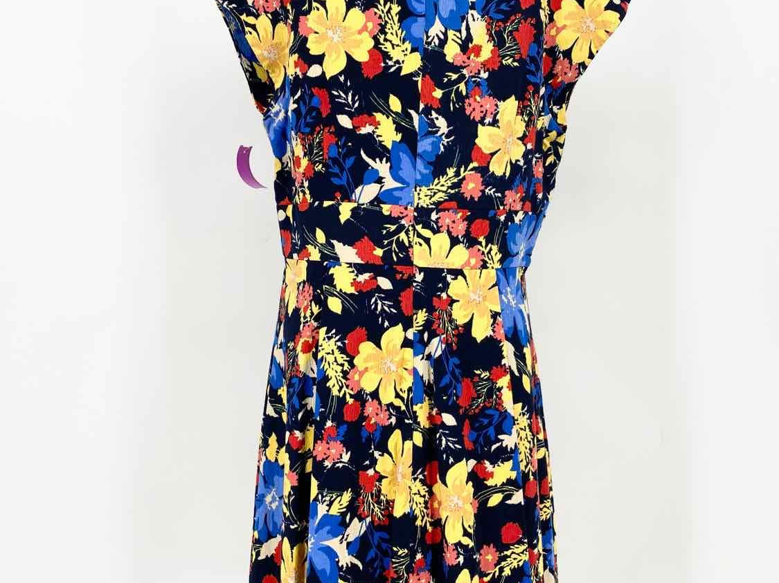 PlentyByTracyReese Women's Blue/Yellow Pleated Floral Size 14 Dress - Article Consignment
