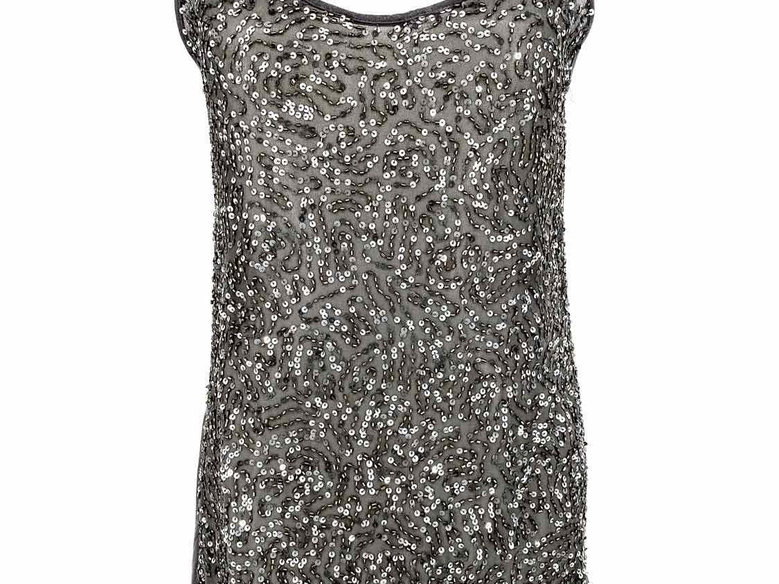 Gold Hawk Size XS Gray Tank Polyester Sequined Sleeveless - Article Consignment