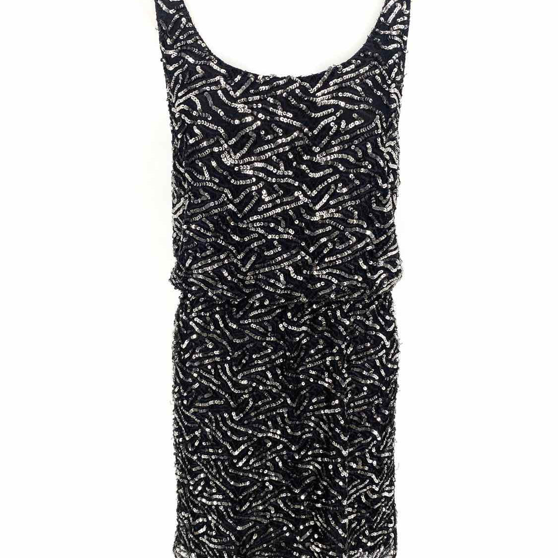 alice+olivia Women's Black Sleeveless Polyester Sequined Size 4 Dress
