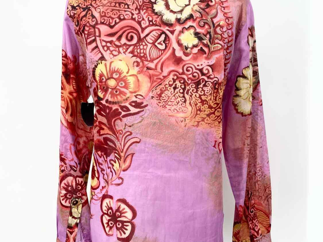 ETRO Women's Lavender Print Cotton Floral Size 40/4 Long Sleeve - Article Consignment