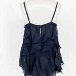 Rebecca Taylor Women's Navy Tank Silk Embellished Date Night Size 6 Sleeveless - Article Consignment