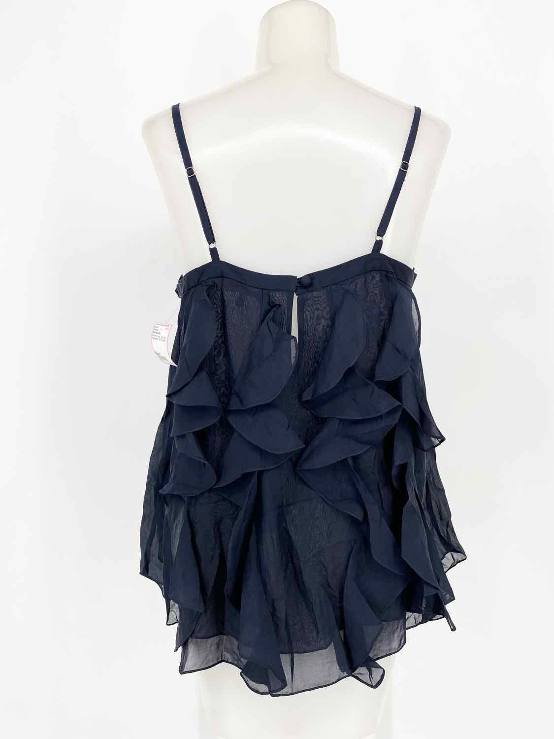 Rebecca Taylor Women's Navy Tank Silk Embellished Date Night Size 6 Sleeveless - Article Consignment
