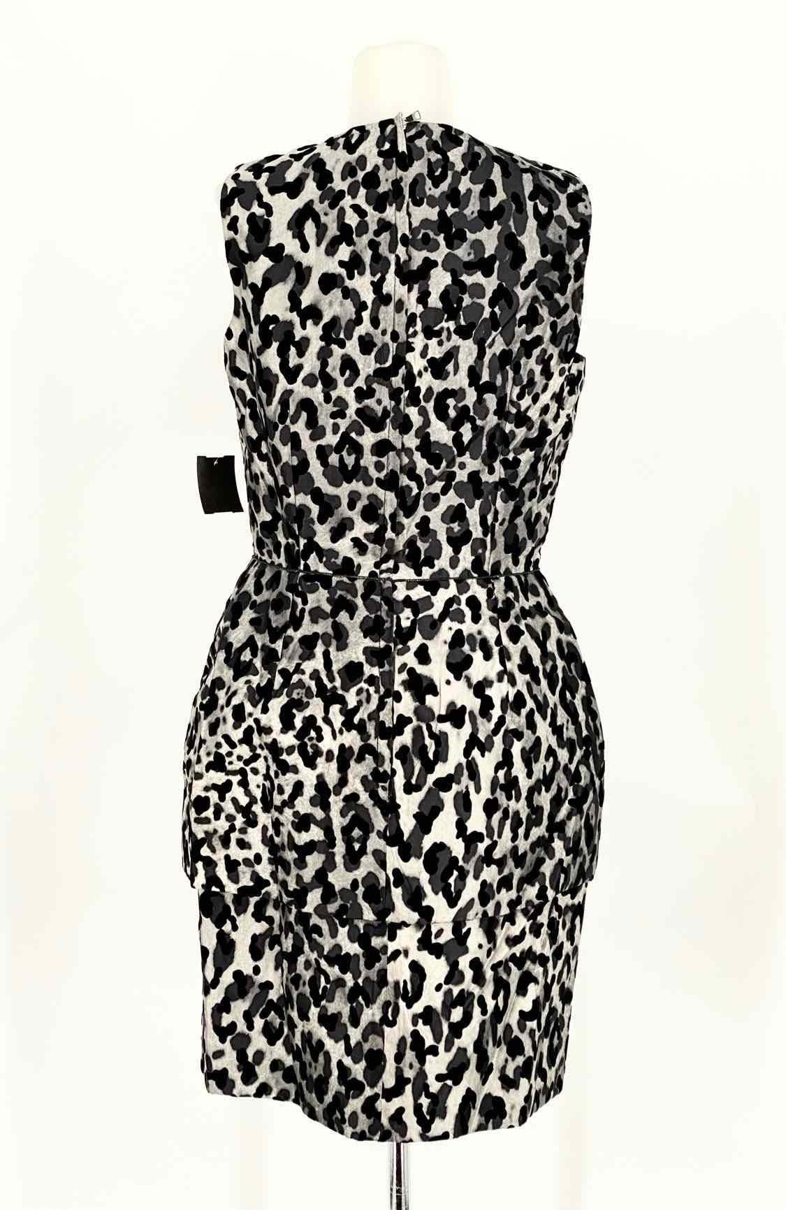 DOLCE & GABBANA Women's Silver/Black sheath Leopard Peplum Size 44/8 Dress - Article Consignment