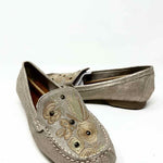 Bare Traps Women's Otella Gold Loafer Suede Embroidered Size 8 Flats - Article Consignment