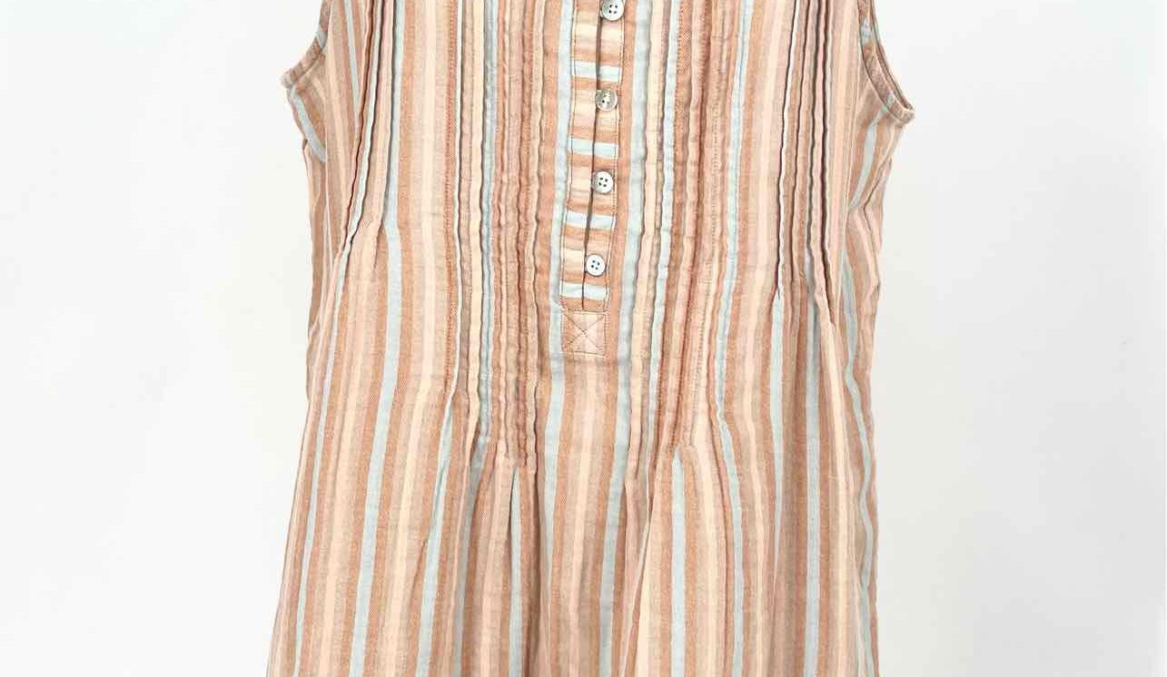 Faherty Women's Clay/blue Shift Cotton Stripe Size L Dress - Article Consignment