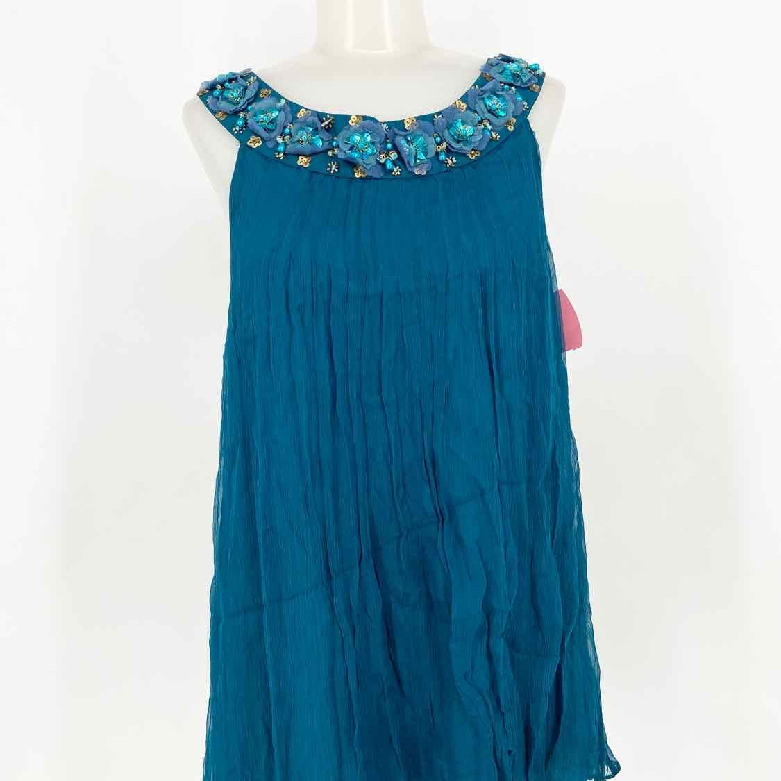 Rebecca Taylor Women's Teal Tank Silk Embellished Size M Sleeveless - Article Consignment