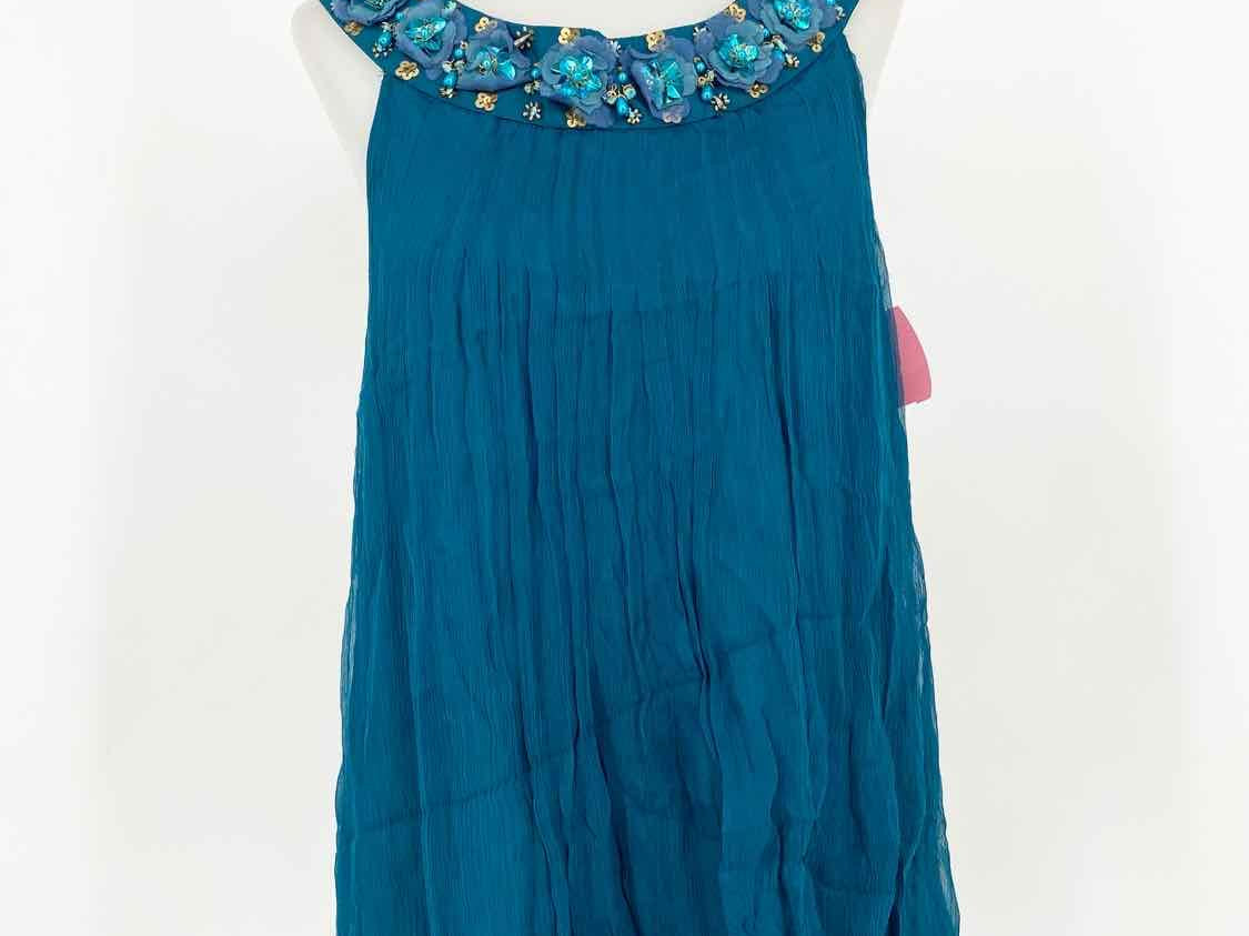 Rebecca Taylor Women's Teal Tank Silk Embellished Size M Sleeveless - Article Consignment