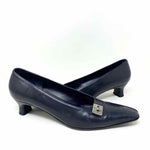 Salvatore Ferragamo Women's Navy Leather Italy Size 7.5 Pumps - Article Consignment