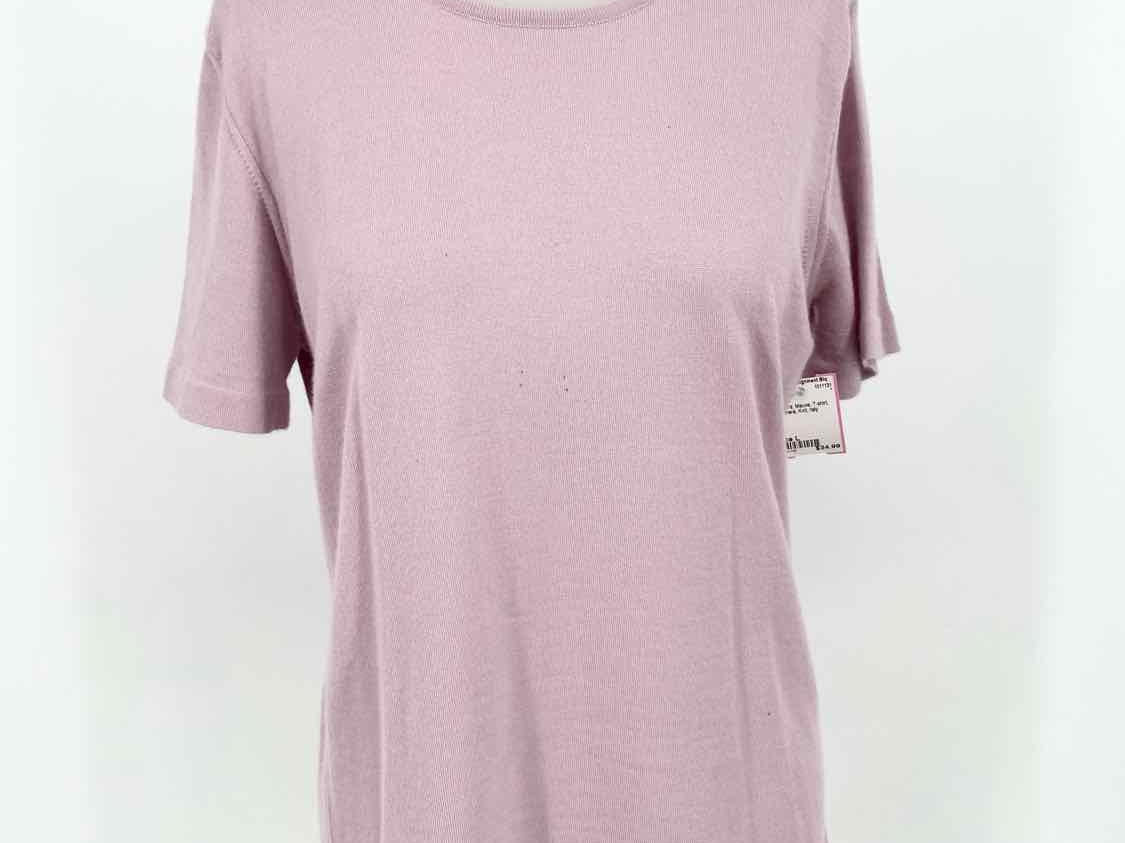 Wolford Women's Mauve T-shirt Cashmere Knit Italy Size L Short Sleeve Top - Article Consignment