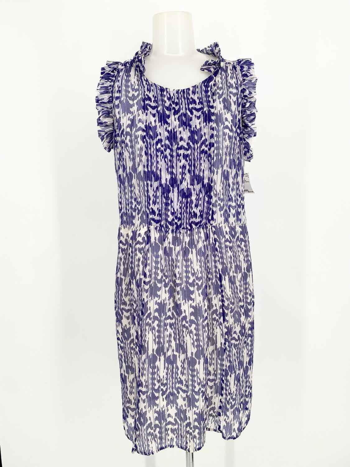 Isabel Marant Etoile Women's Blue/White Sleeveless Sheer Abstract Size S Dress - Article Consignment